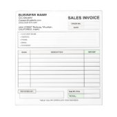 Custom Carbonless Sales Invoice Form, Company Name Notitieblok (Voorkant)