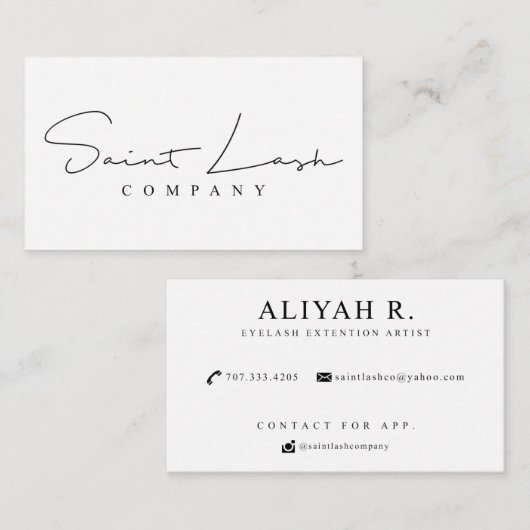 Custom Card Design Saint Lash Company Visitekaartje (Voorkant / Achterkant)