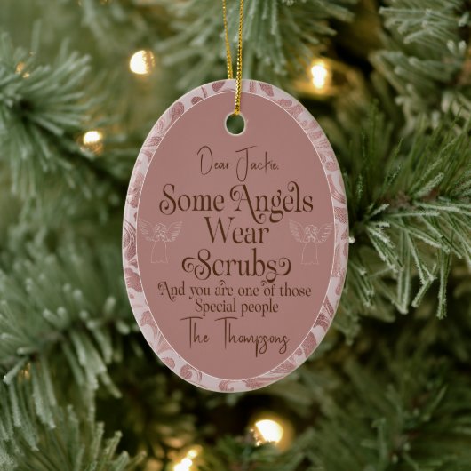Custom Caregiver blush roze kerst ornament (Boom)