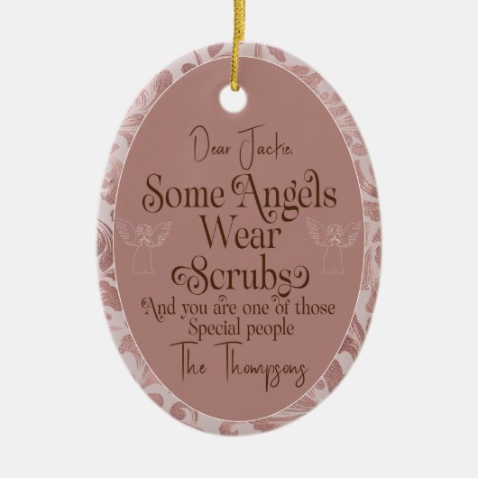 Custom Caregiver blush roze kerst ornament (Voorkant)