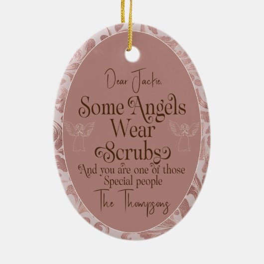 Custom Caregiver blush roze kerst ornament (Achterkant)