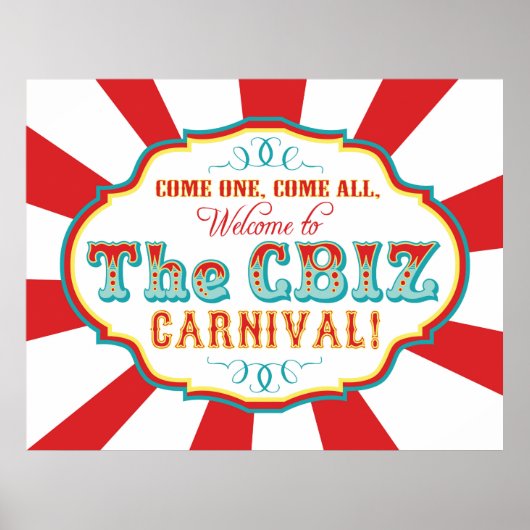 CUSTOM Carnival Circus Birthday Banner CBIZ Poster (Voorkant)