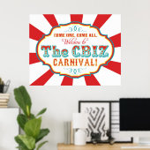 CUSTOM Carnival Circus Birthday Banner CBIZ Poster (Thuiskantoor)