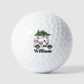 Custom Cart Name Golf Balls Christmas Golfer Golfballen (Voorkant)