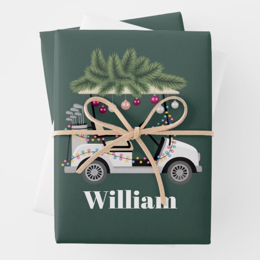 Custom Cart Name Golf Balls Christmas Golfer Inpakpapier Vel (In situ)