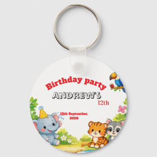 Custom Cartoon Animal Birthday Invitation  Sleutelhanger