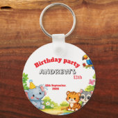 Custom Cartoon Animal Birthday Invitation Sleutelhanger (Voorkant)