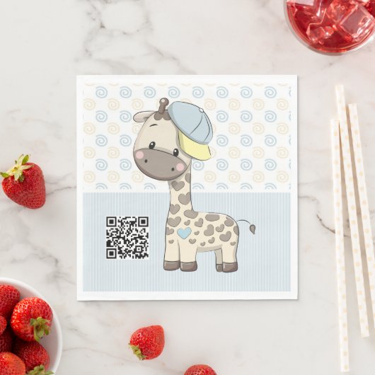 Custom Cartoon Baby Boy Giraffe Paper Napkin Servet (Insitu)