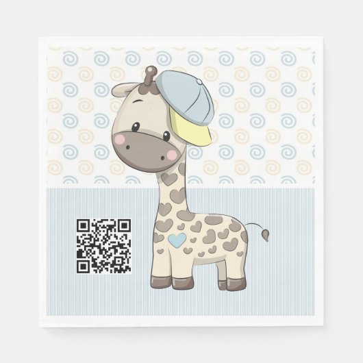 Custom Cartoon Baby Boy Giraffe Paper Napkin Servet (Voorkant)