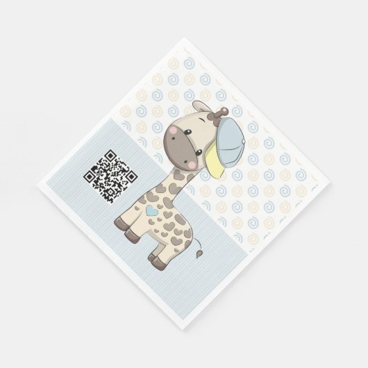 Custom Cartoon Baby Boy Giraffe Paper Napkin Servet (Hoek)