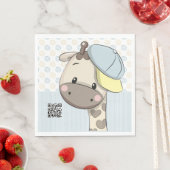 Custom Cartoon Baby Boy Giraffe Paper Napkins Servet (Insitu)