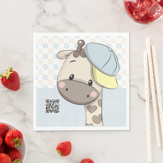 Custom Cartoon Baby Boy Giraffe Paper Napkins Servet (Insitu)
