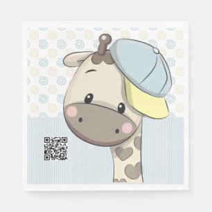 Custom Cartoon Baby Boy Giraffe Paper Napkins Servet