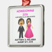 Custom Cartoon High School Dance Paar Metalen Ornament (Links)