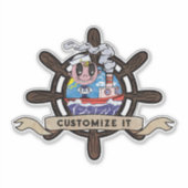 Custom Cartoon Sailor Nautical Ship Wheel  Sticker (Voorkant)