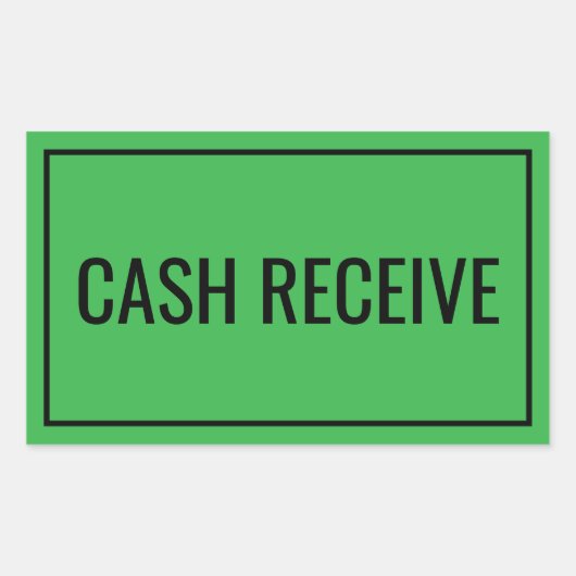Custom Cash Received Text Sticker for Banking Use (Voorkant)