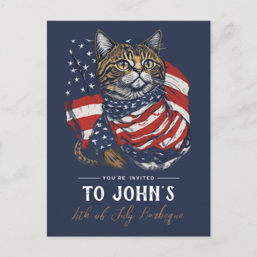 Custom Cat 4 juli Patriottische Partij Uitnodiging (Voorkant)