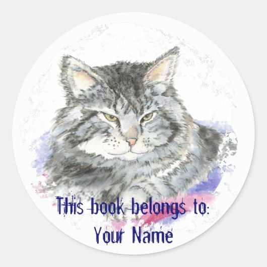 Custom Cat - Boek Bord Ronde Sticker (Voorkant)