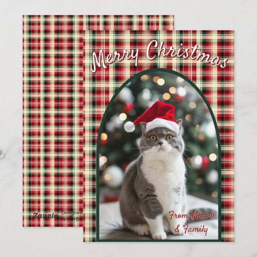 Custom Cat Christmas Feestdagenkaart (Voorkant / Achterkant)