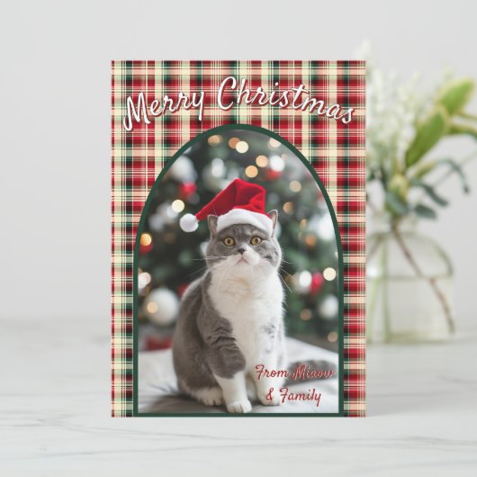 Custom Cat Christmas Feestdagenkaart (Staand voorkant)