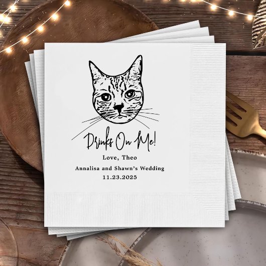 Custom Cat Cocktail Napkins Wedding Servet