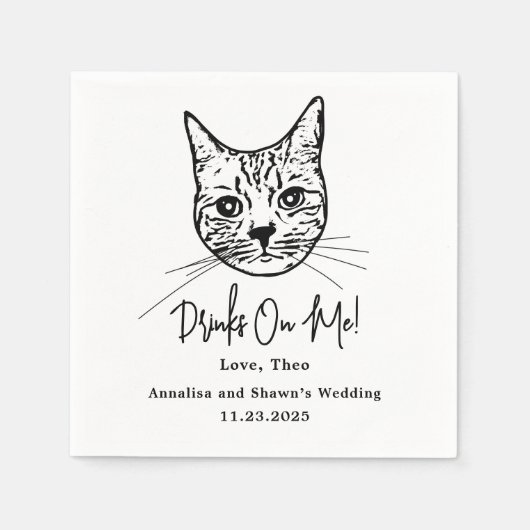 Custom Cat Cocktail Napkins Wedding Servet (Voorkant)