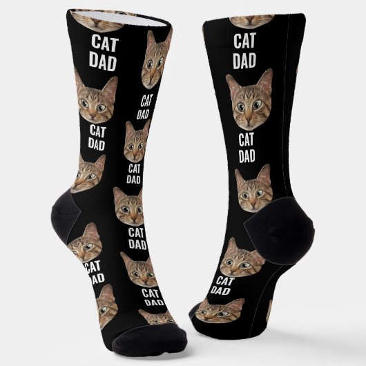 Custom Cat Dad Sokken Cat Face Sokken Cat Lover Gi (Gebogen)