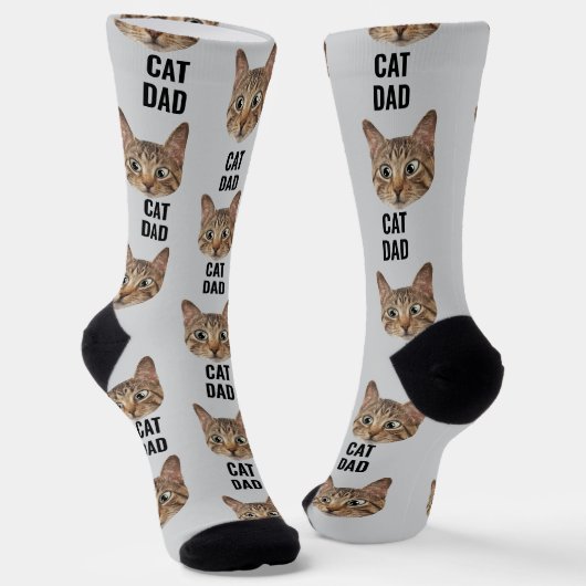 Custom Cat Dad Sokken Cat Face Sokken Cat Lover Gi (Gebogen)