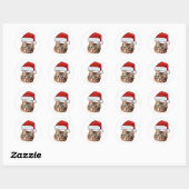 Custom Cat Face Photo Santa Hat Christmas Ronde Sticker (Vel)
