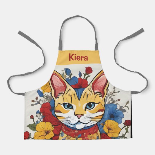 Custom Cat Floral Schort Gepersonaliseerde Meisjes (Voorkant)