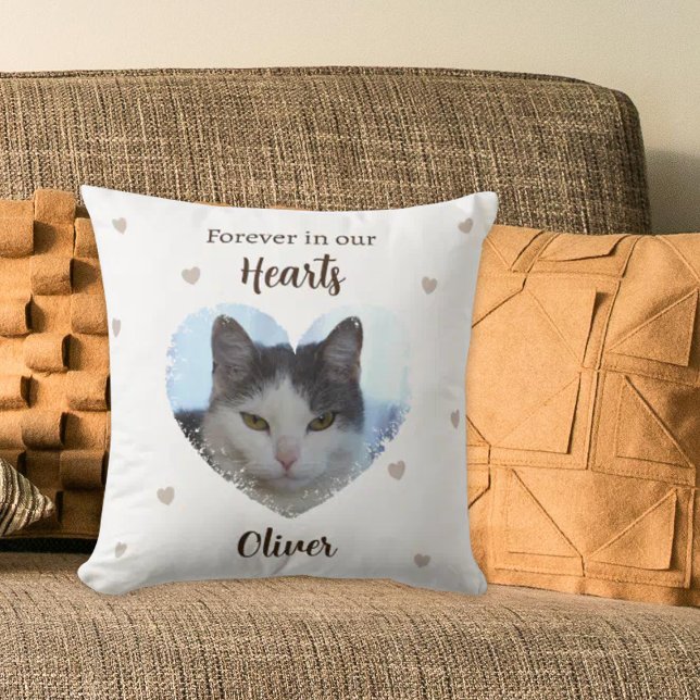 Custom Cat Forever in Our Hearts Throw Pillow Kussen (Creator heeft geüpload)