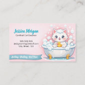 Custom Cat Groomer Business Card – Pastel Design Visitekaartje (Achterkant)