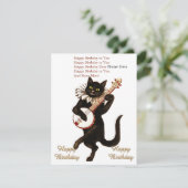 Custom Cat Het spelen van een Gitaar Happy Birthda Bedankkaart (Staand voorkant)