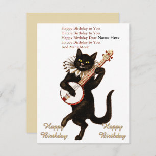 Custom Cat Het spelen van een Gitaar Happy Birthda Bedankkaart