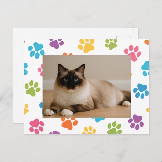 Custom Cat Lover Postcard with Photo Briefkaart (Voorkant / Achterkant)