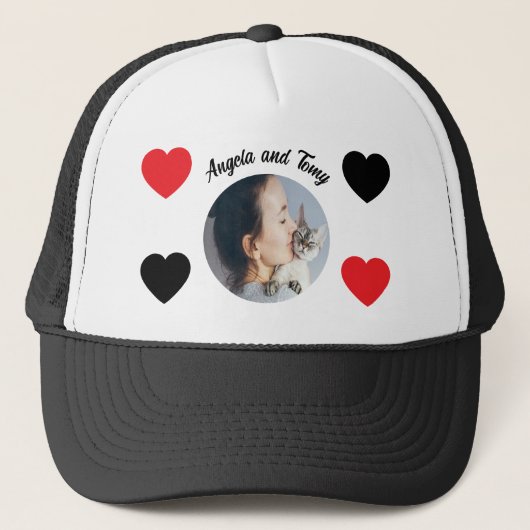 Custom Cat Lover Trucker Hat - Gepersonaliseerde f Pet (Voorkant)
