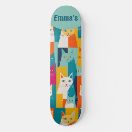 Custom Cat Lover Unieke Cat-Theme Persoonlijk Skateboard (Voorkant)