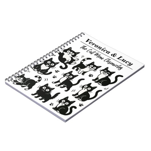 Custom Cat Mom Notebook – Funny Black & White Cat Notitieboek (Linkerzijde)