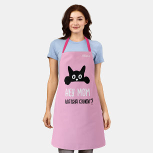 Custom Cat Mom Schorten, Funny Cat All-Over Print Schort