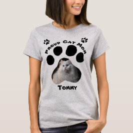 Custom Cat Mom T-Shirt met Pet Foto & Naam