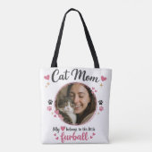 Custom Cat Mom Tote Bag with Photo (Achterkant)