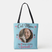 Custom Cat Mom Tote Bag with Photo (Achterkant)