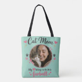 Custom Cat Mom Tote Bag with Photo (Achterkant)