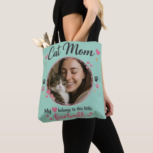 Custom Cat Mom Tote Bag with Photo (Dichtbij)