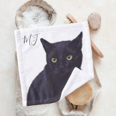 Custom Cat Monogram Zwart-wit Huisdier Washandje
