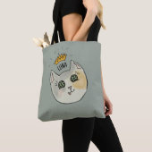 Custom Cat Name Art - Chubby White Cat with Crown Tote Bag (Dichtbij)