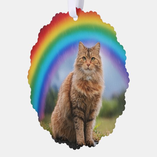Custom Cat on Rainbow Ornament Kaart (Links)