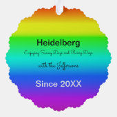 Custom Cat on Rainbow Ornament Kaart (Achterkant)