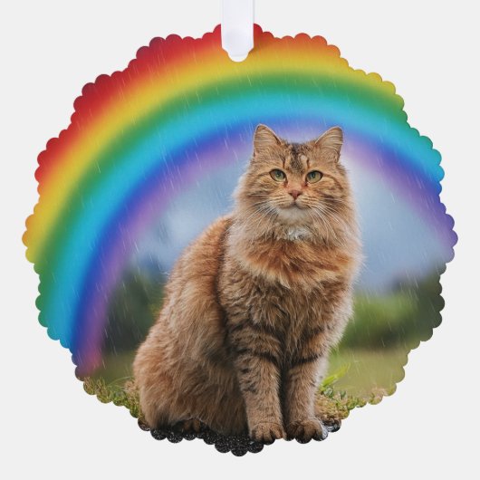 Custom Cat on Rainbow Ornament Kaart (Voorkant)