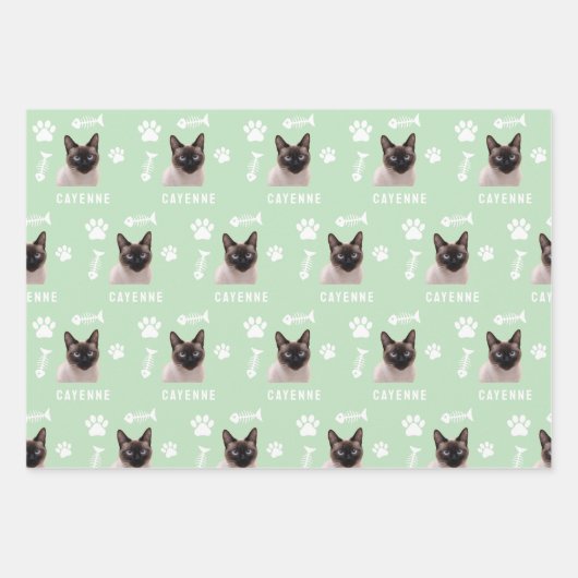 Custom Cat Pet with Photo & Name Inpakpapier Vel (Voorkant 2)